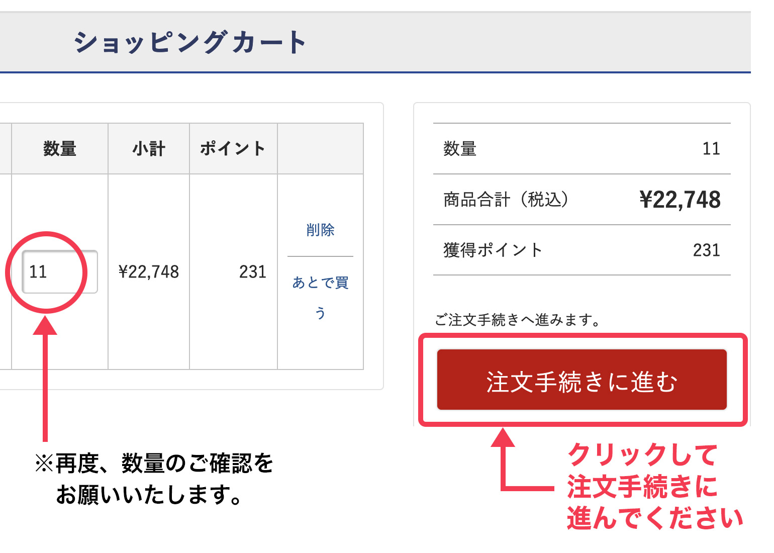 注文手続きに進む